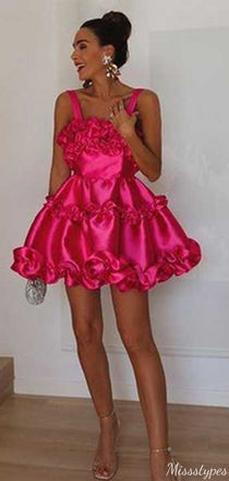 Elegant Spaghetti Strap A-line Short Mini Homecoming Dress,HM435