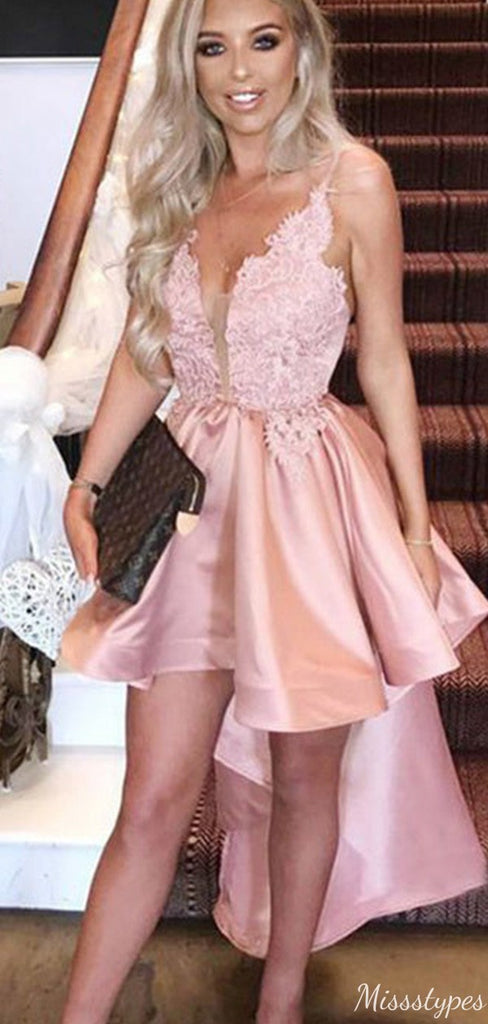 Gorgeous Spaghetti Strap V-neck A-line Short Mini Homecoming Dress,HM440