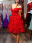 Gorgeous Off-shoulder Lace A-line Short Mini Homecoming Dress,HM445