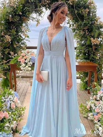 Elegant V-neck Unique A-line Long Prom Dress Ideas, Evening Party Dresses,ZX563