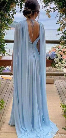 Elegant V-neck Unique A-line Long Prom Dress Ideas, Evening Party Dresses,ZX563