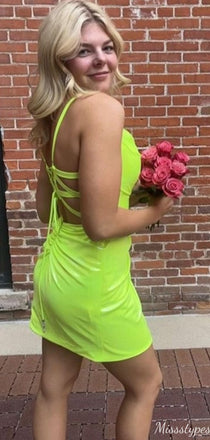 Casual Spaghetti Strap Sheath Short Mini Homecoming Dress,HM449