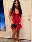 Sexy Spaghetti Strap V-neck Sheath Short Mini Homecoming Dress,HM453