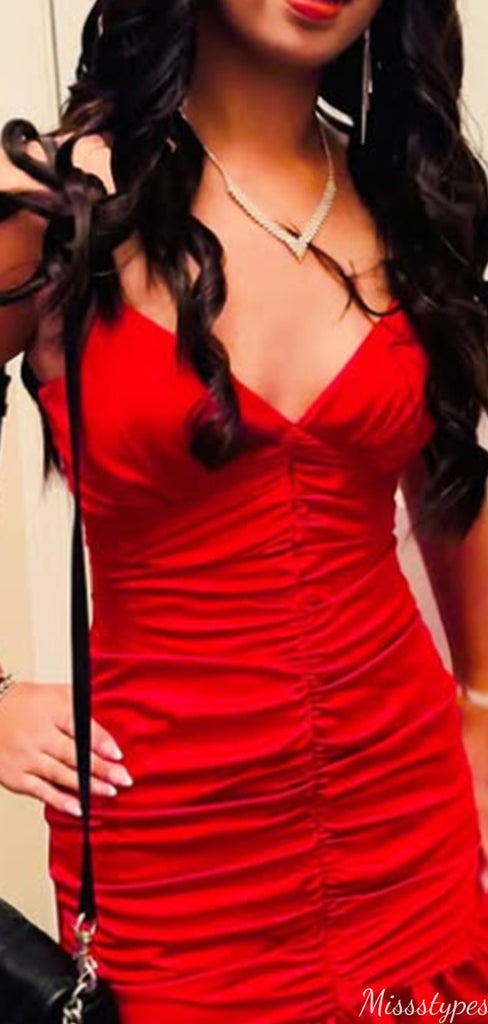 Sexy Spaghetti Strap V-neck Sheath Short Mini Homecoming Dress,HM453