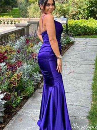 Elegant Spaghetti Strap V-neck Mermaid Long Prom Dress Ideas, Evening Party Dresses,ZX1012