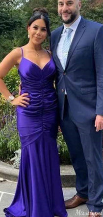 Elegant Spaghetti Strap V-neck Mermaid Long Prom Dress Ideas, Evening Party Dresses,ZX1012