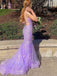 Sexy Purple Mermaid V-neck Long Prom Dress To Impress, Evening Party Dresses,ZX438