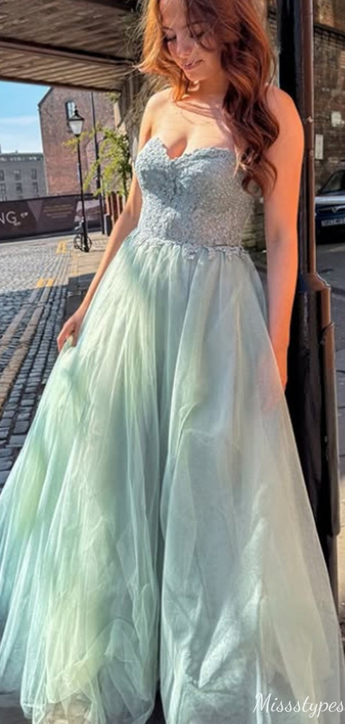 Gorgeous Strapless A-line Long Prom Dress Ideas, Evening Party Dresses,ZX1018