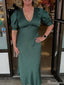 Casual Short Sleeves Mermaid Long Prom Dress Ideas, Evening Party Dresses,ZX1019