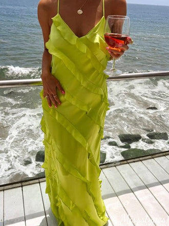 Popular Spaghetti Strap V-neck Sheath Long Prom Dress Ideas, Evening Party Dresses,ZX566