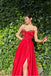 Sexy Red Beading Spaghetti Strap Side Slit Mermaid Long Prom Evening Dress,ZX320