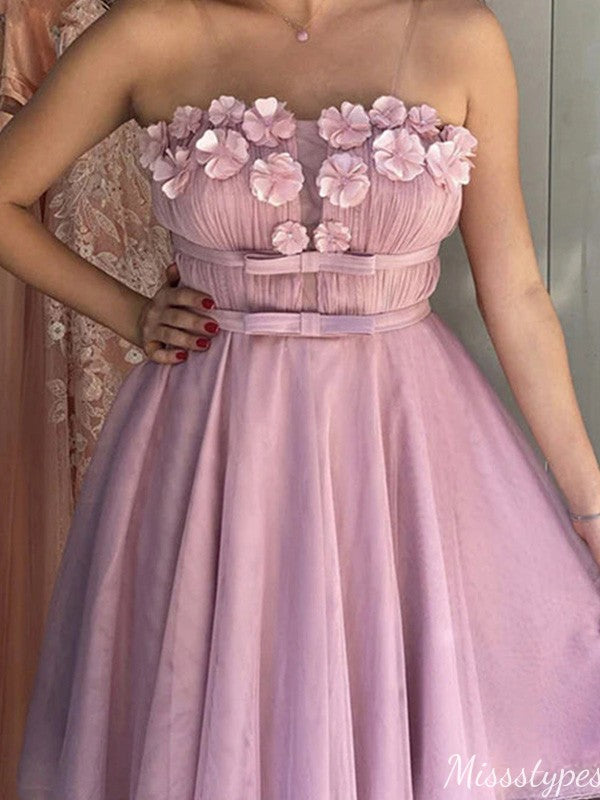 Elegant Strapless A-line Short Mini Homecoming Dress,HM459