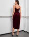 Charming Burgundy Sweetheart Beading Mismatched Tea-Length Long Prom Evening Dress,ZX312