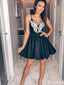 Formal Spaghetti Strap V-neck A-line Short Mini Homecoming Dress,HM462