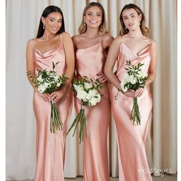 Mismatched Elegant Black Sweetheart Mermaid Sleeveless Soft Satin Long Bridesmaid Dresses Online, BL102