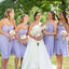 Spaghetti Strap Purple Sweetheart Soft Simple Pleat Tea-Length Bridesmaid Dresses Online, BL42