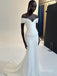 Off Shoulder White Mermaid Long Satin Women Evening Prom Evening Dress,ZX245