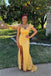 Gorgeous Yellow Mermaid One Shoulder Maxi Long Prom Dress Ideas, Evening Party Dresses,ZX487