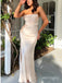 Sexy Beige Women Strapless Mermaid Satin Long Prom Evening Dress,ZX359