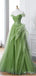 Beautiful Off Shoulder Green Tulle Sweetheart  Floor-Length A-Line Prom Dresses,ZX71