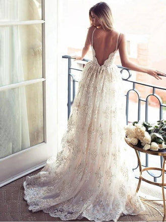 Sexy Appliqued Backless Spaghetti Strap With Trailing Long Prom Evening Dress,ZX291