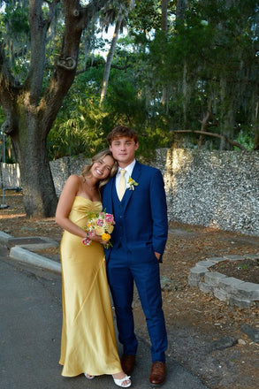 Pretty Yellow Mermaid Spaghetti Straps Maxi Long Prom Dress Ideas, Evening Party Dresses,ZX490