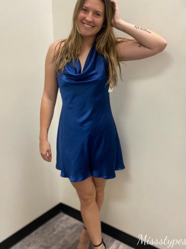 Casual Halter A-line Short Mini Homecoming Dress,HM467