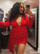 Elegant Long Sleeves V-neck Sheath Short Mini Homecoming Dress,HM471