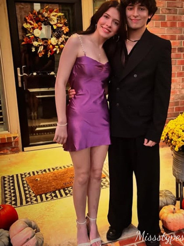 Elegant Spaghetti Strap Sheath Short Mini Homecoming Dress,HM472
