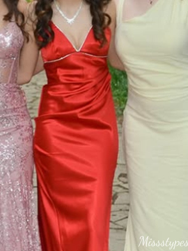 Elegant Spaghetti Strap V-neck Mermaid Long Prom Dress Ideas, Evening Party Dresses,ZX1036