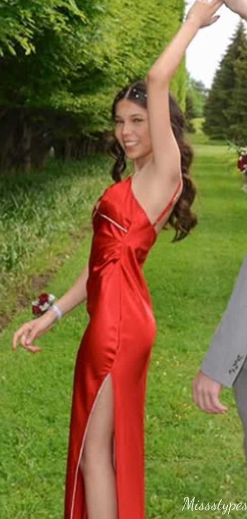 Elegant Spaghetti Strap V-neck Mermaid Long Prom Dress Ideas, Evening Party Dresses,ZX1036