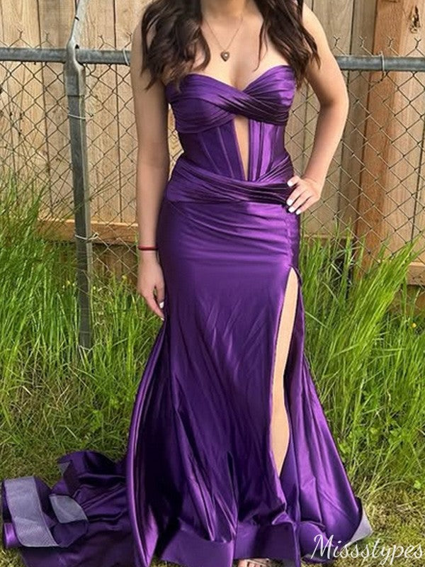 Elegant Strapless Sweetheart Mermaid Long Prom Dress Ideas, Evening Party Dresses,ZX1039