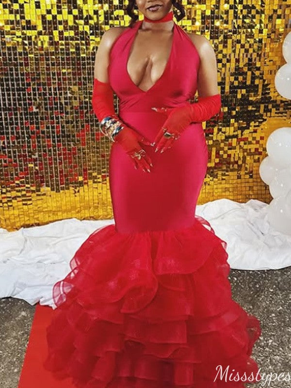 Sexy Deep V-neck Mermaid Long Prom Dress Ideas, Evening Party Dresses,ZX1041