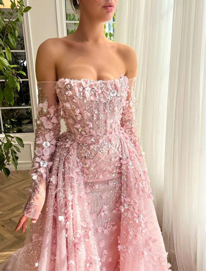 Luxurious New Arrival Pink Beading Sparkly Princess Prom Evening Dress,ZX194