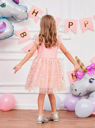 New Arrival Pink Sparkly Spotted Cute A-Line Little Flower Girl Dresses, ET49