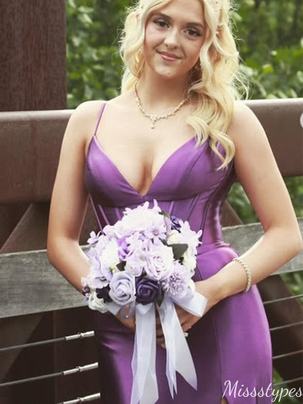 Elegant Spaghetti Strap V-neck Mermaid Long Prom Dress Ideas, Evening Party Dresses,ZX1049