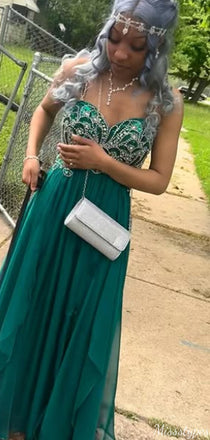 Elegant Spaghetti Strap A-line Long Prom Dress Ideas, Evening Party Dresses,ZX1051