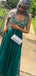 Elegant Spaghetti Strap A-line Long Prom Dress Ideas, Evening Party Dresses,ZX1051