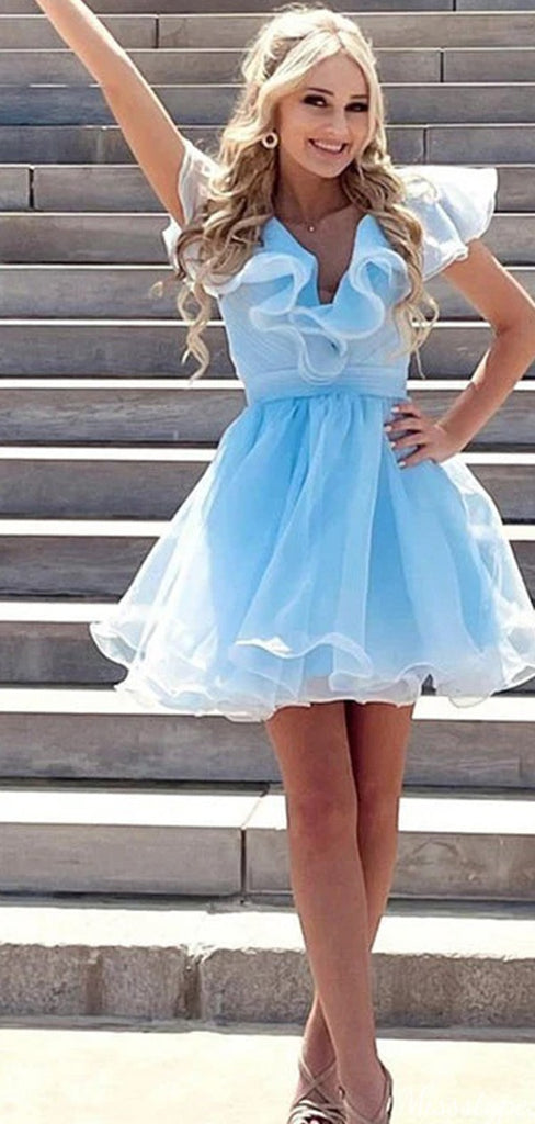 Elegant V-neck A-line Short Mini Homecoming Dress,HM477