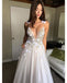 Sexy Women V-Neck Spaghetti Strap Flower Long Tulle Wedding Dresses HS47