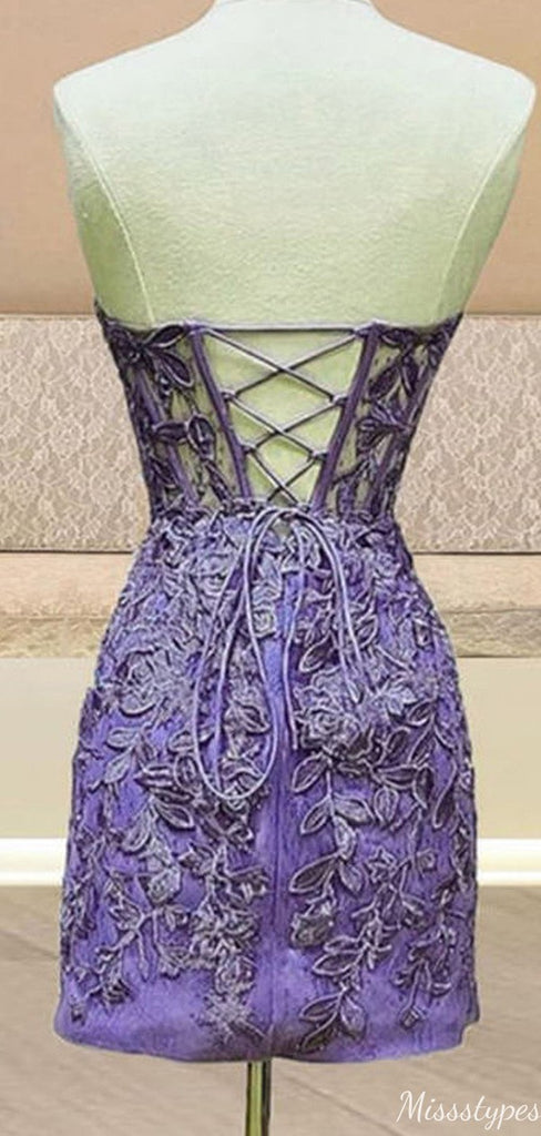 Elegant Strapless V-neck Sheath Short Mini Homecoming Dress,HM485