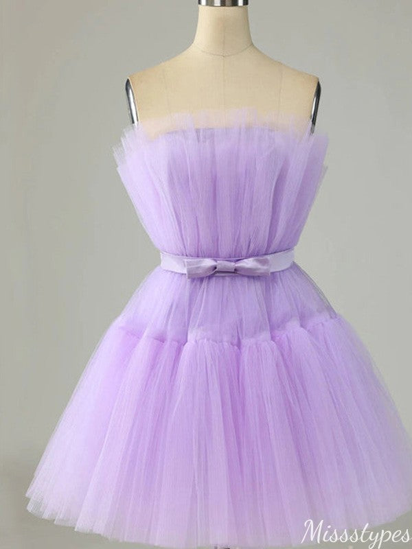 Elegant Strapless A-line Short Mini Homecoming Dress,HM486