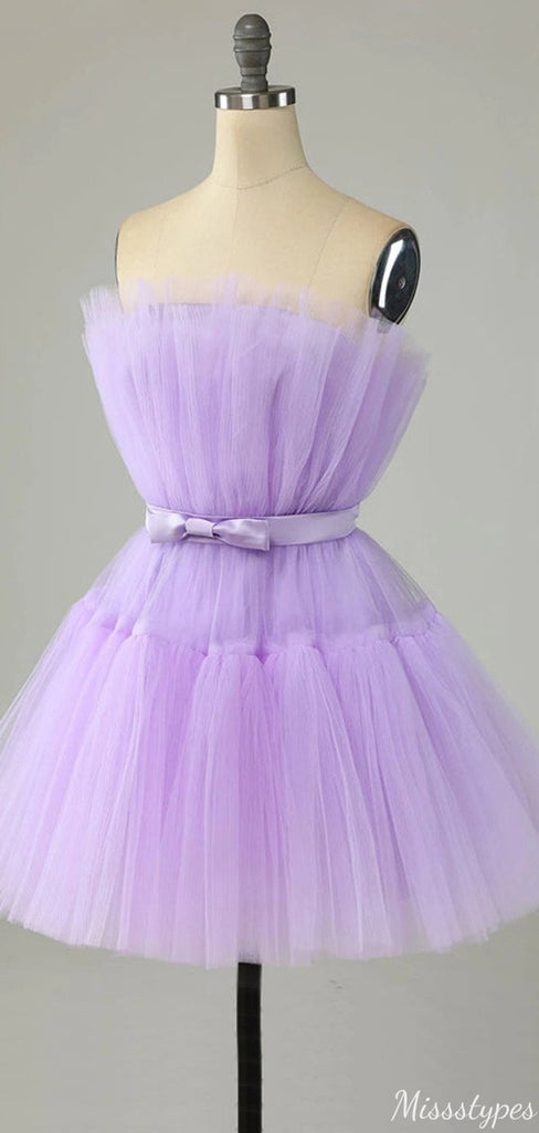 Elegant Strapless A-line Short Mini Homecoming Dress,HM486