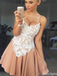 Elegant Spaghetti Strap Lace A-line Short Mini Homecoming Dress,HM488