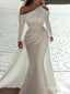 Asymmetrical White Full Sleeve Soft Women Long Mermaid Wedding Dresses HS58