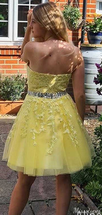 Elegant Halter Lace A-line Short Mini Homecoming Dress,HM308