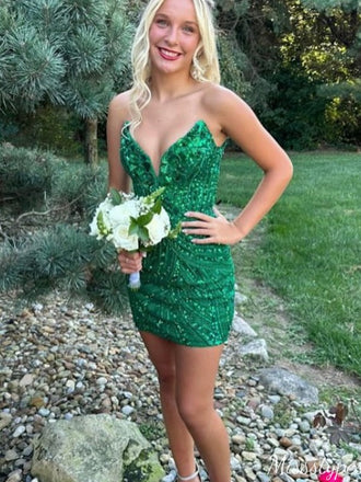 Unique Straplesss V-neck Sheath Short Mini Homecoming Dress,HM490