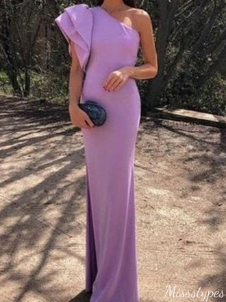 Casual One-shoulder Mermaid Long Prom Dress Ideas, Evening Party Dresses,ZX1055