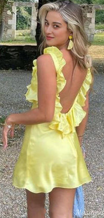 Elegant Square Backless Sheath Short Mini Homecoming Dress,HM307