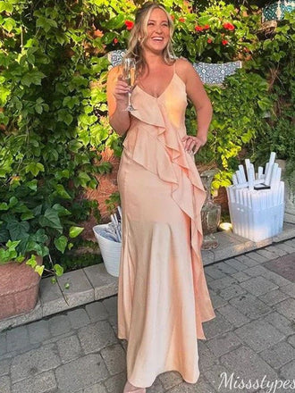 Casual Spaghetti Strap V-neck Mermaid Long Prom Dress Ideas, Evening Party Dresses,ZX1066